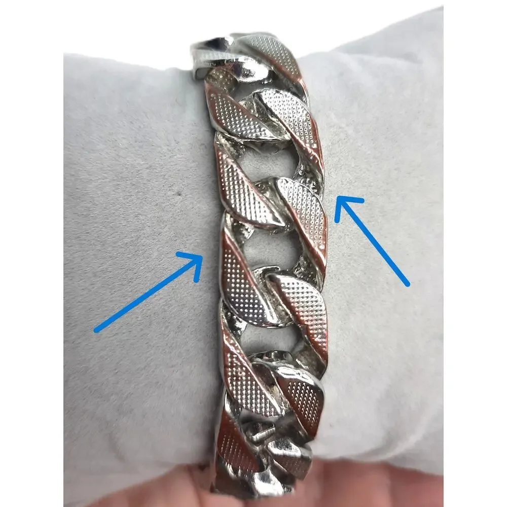 Miami Cuban Link Chain Bracelet Silver Rhinestone Iced Out Chunky Bling Unisex
